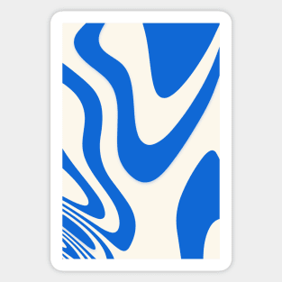 Off White & Cobalt Blue Fluid Pattern Design Sticker